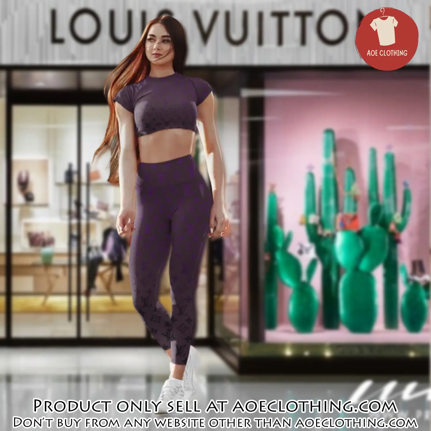 Purple brown louis vuitton luxury sportwear combo luxury brand crop top tshirt and legging for women ctl1035 aoe2156799